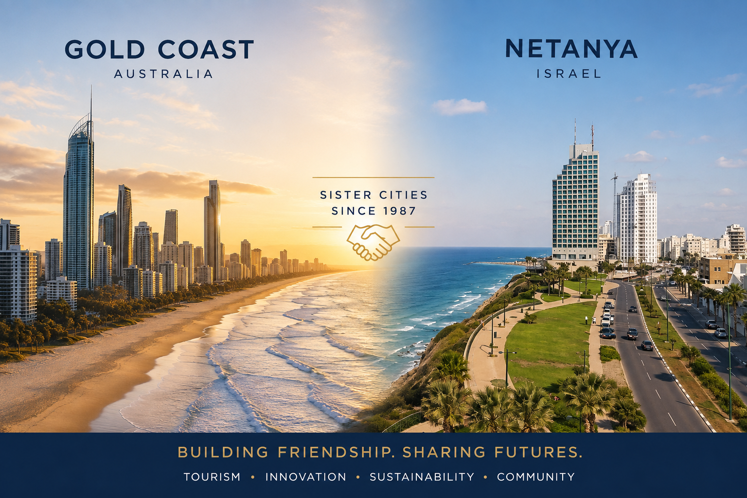 Gold Coast Australia and Netanya Israel, Sister Cities since 1987
