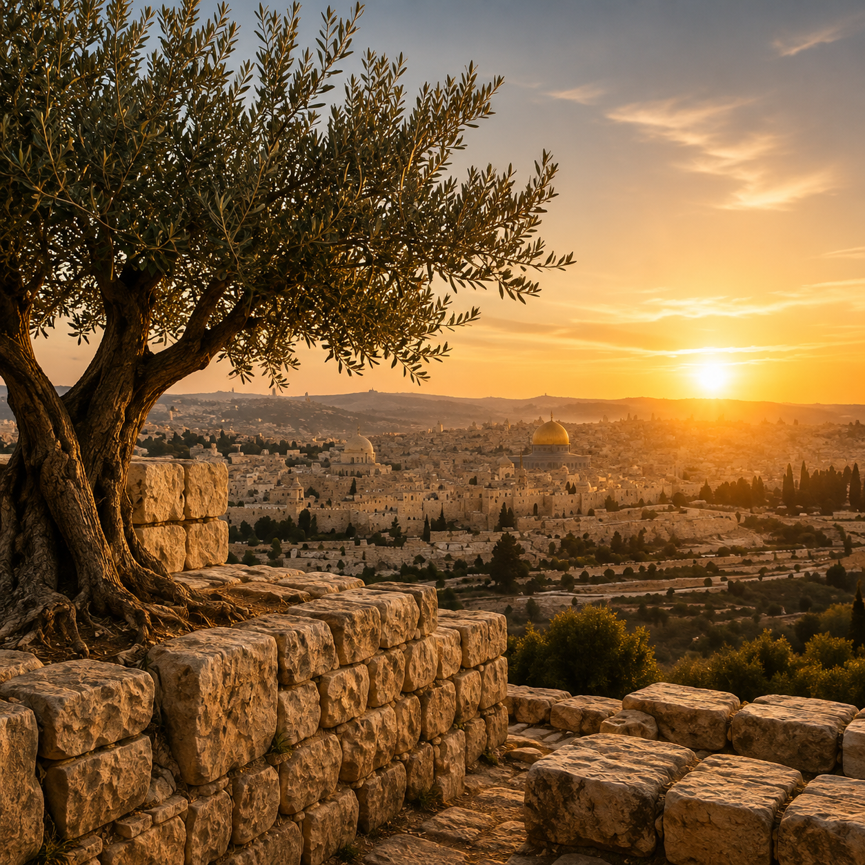 Olive tree overlooking Jerusalem